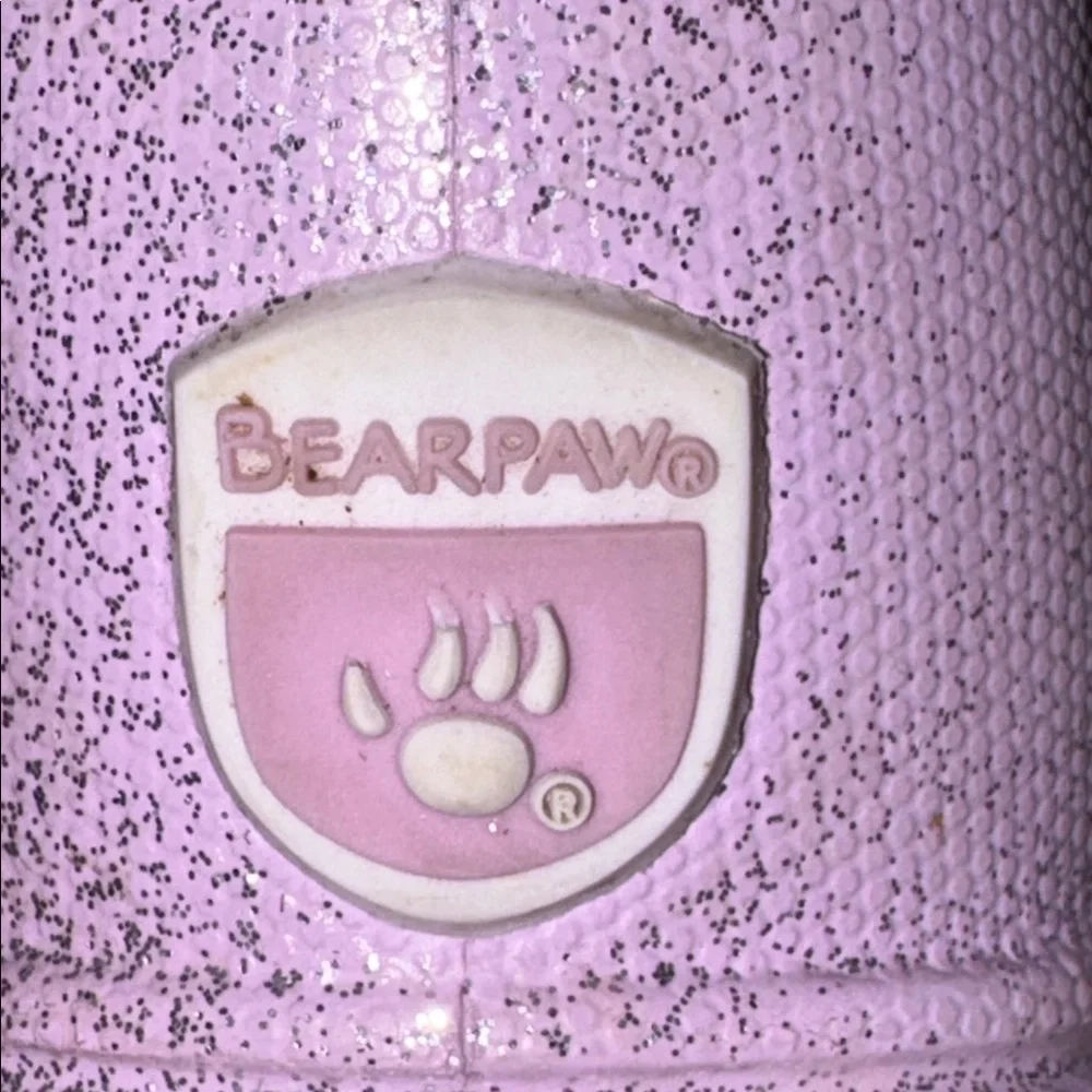 BearPaw Pink Glitter Rain Boot Close-Up